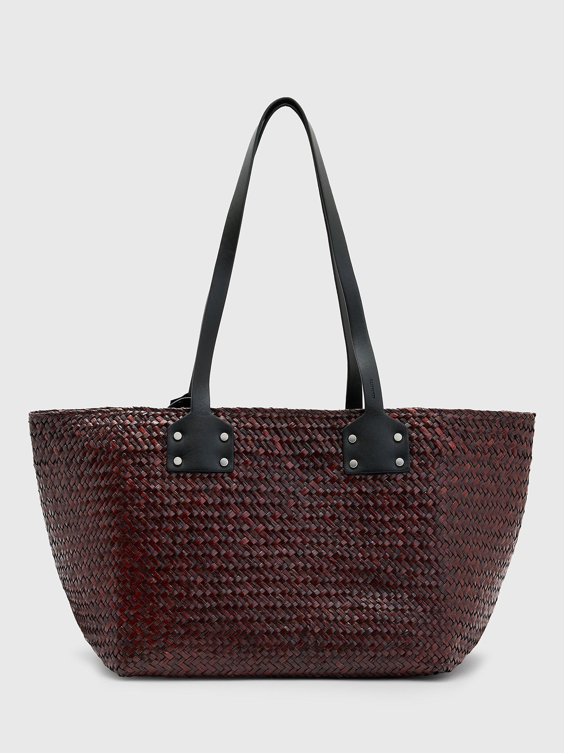 AllSaints Mosley Straw Tote Bag, Peat Brown