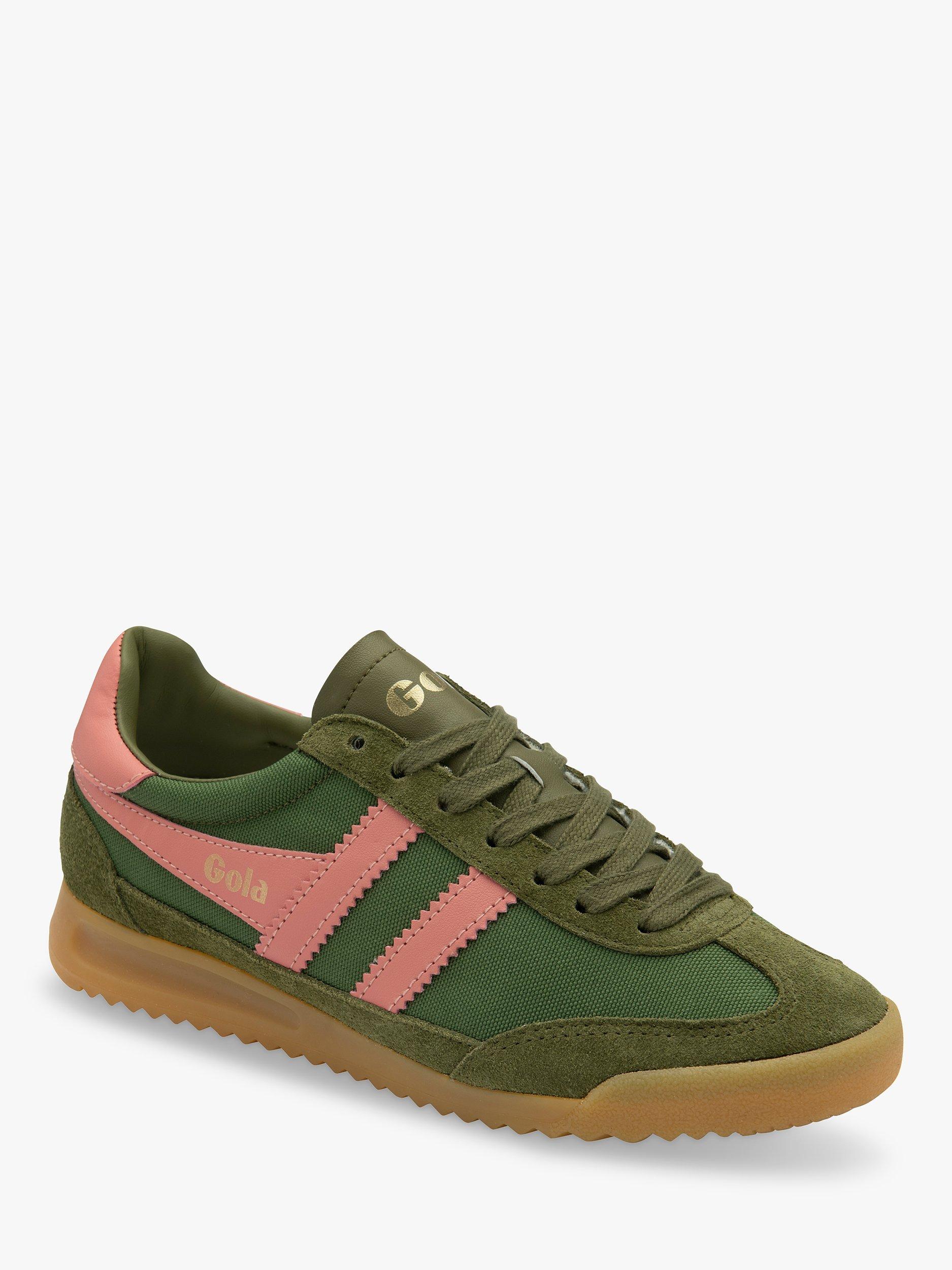 Product image 2 of 5, which shows Gola Classics Tornado Trainers, Green/Coral Pink, 9