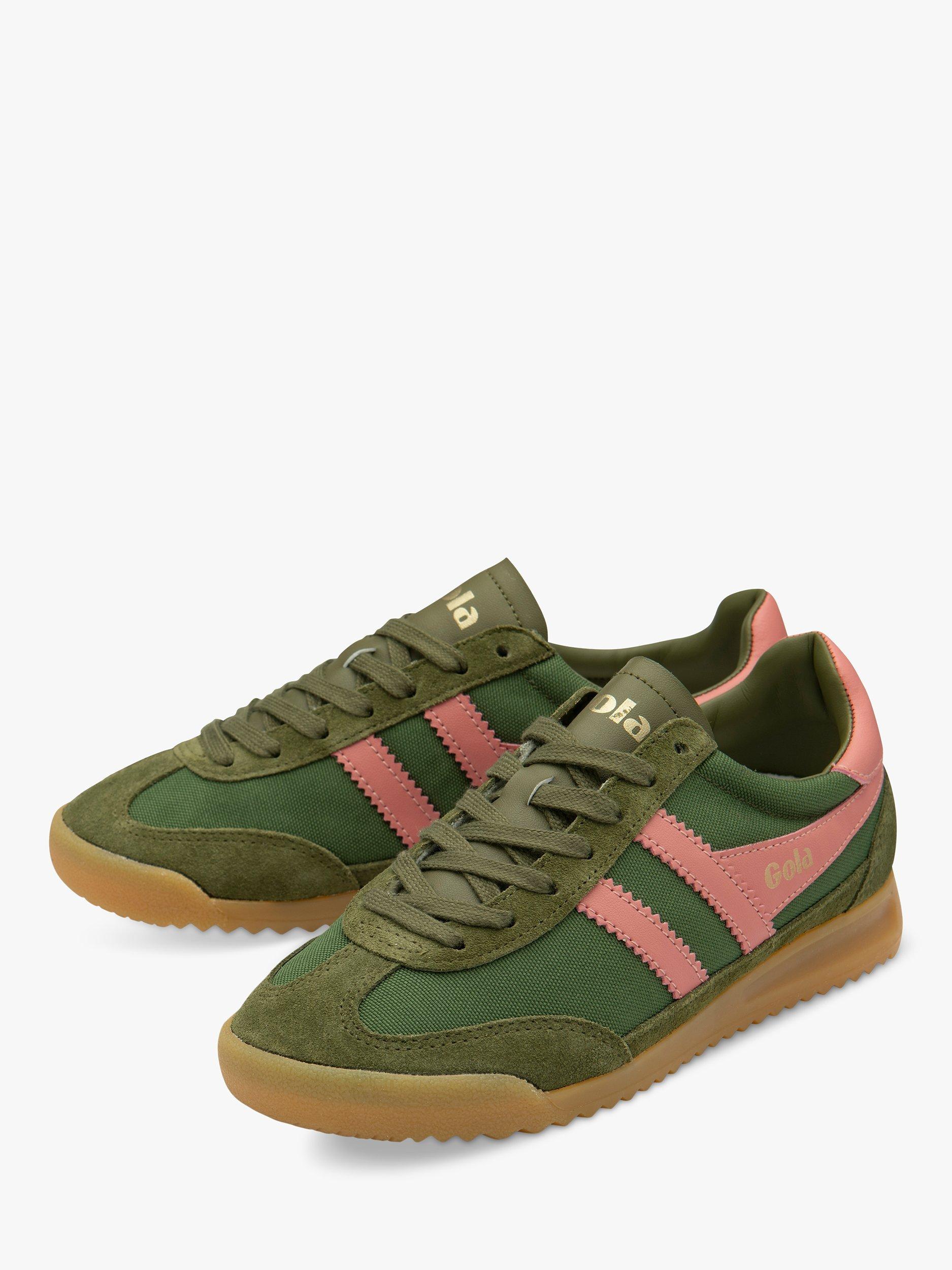 Product image 3 of 5, which shows Gola Classics Tornado Trainers, Green/Coral Pink, 9