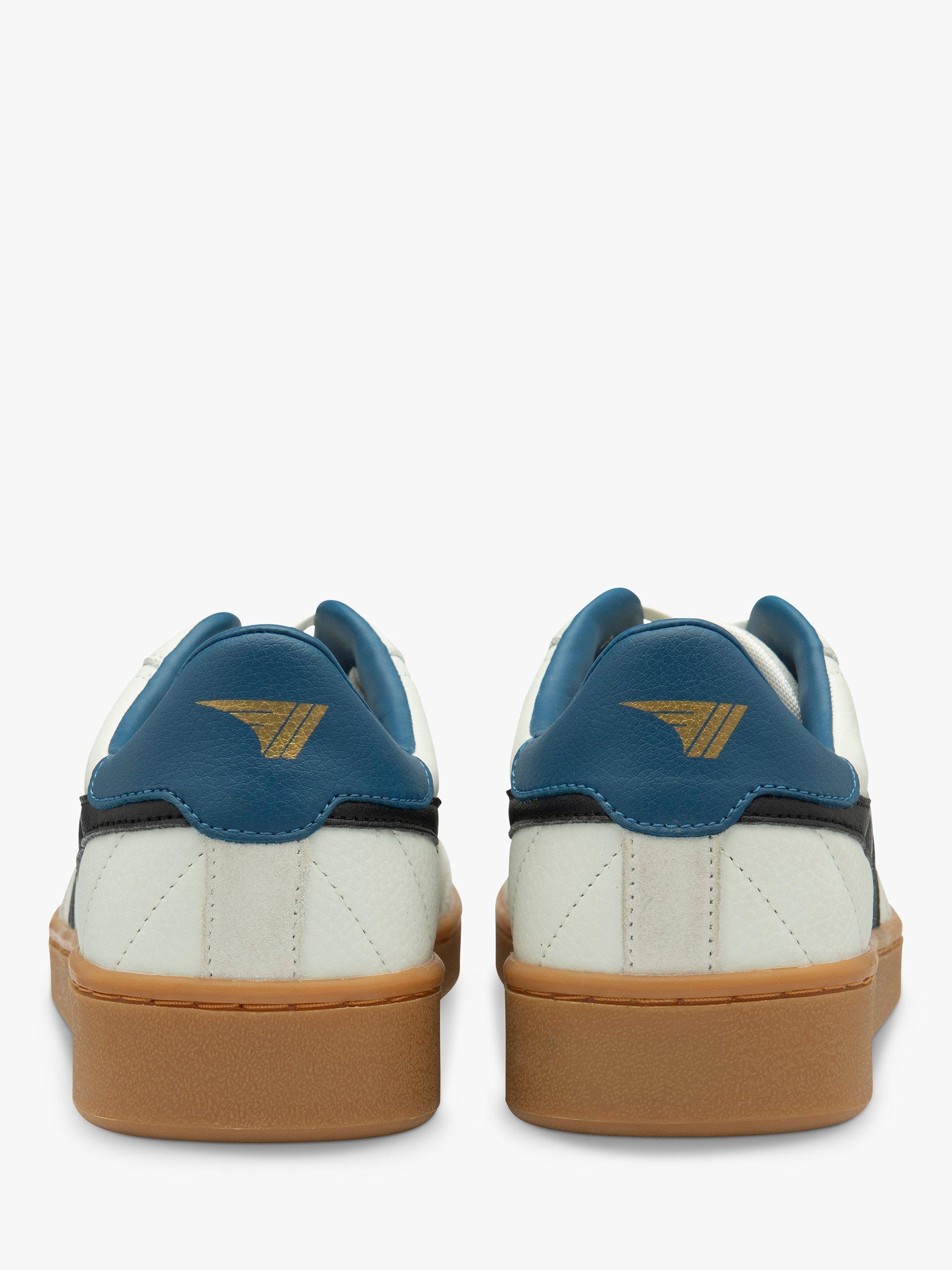 Product image 4 of 5, which shows Gola Classics Contact Leather Lace Up Trainers, White/Black/Blue/Gum, 11