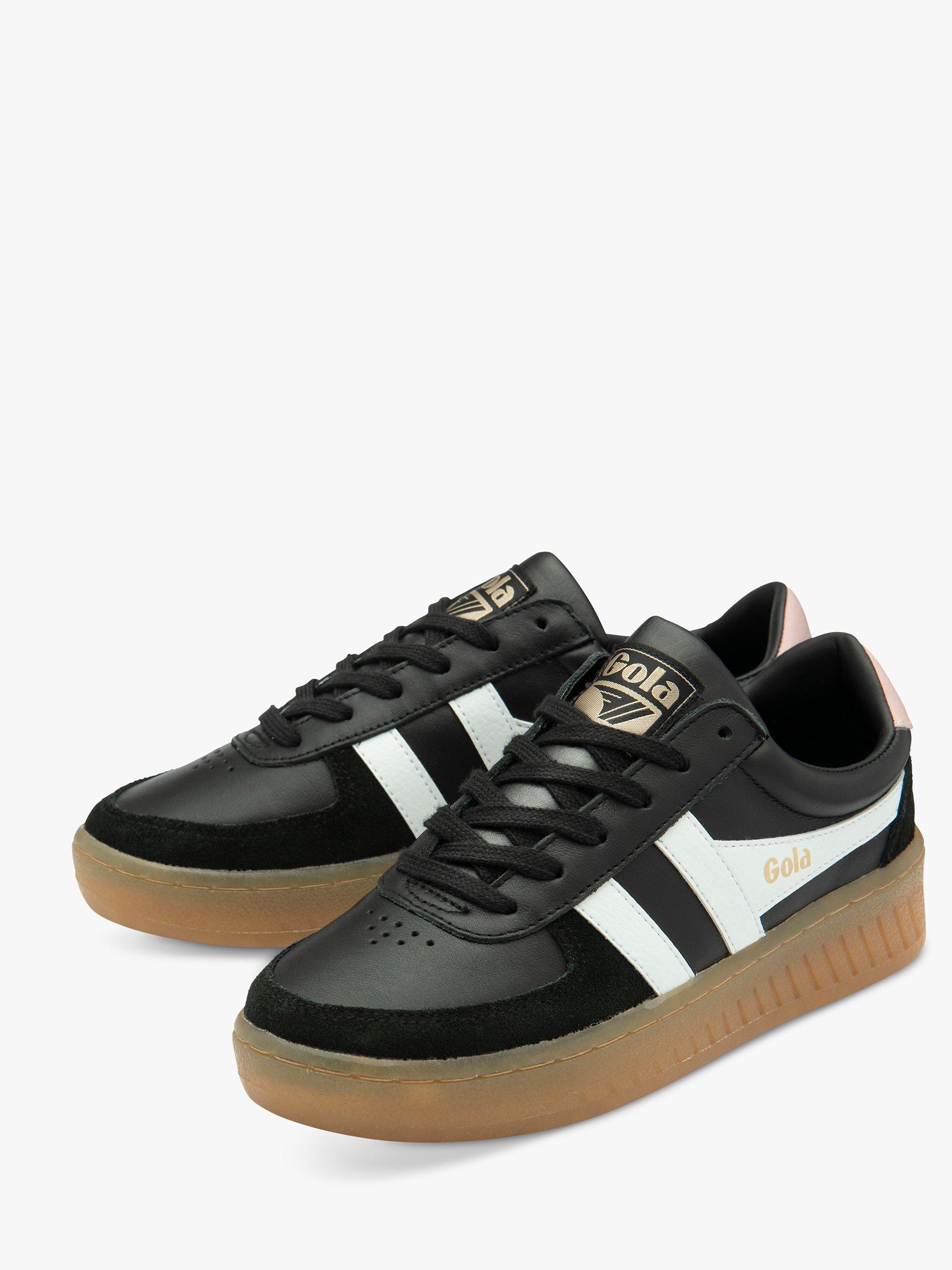 Product image 3 of 5, which shows Gola Grandslam Elite Leather Trainers, Black/White, 3