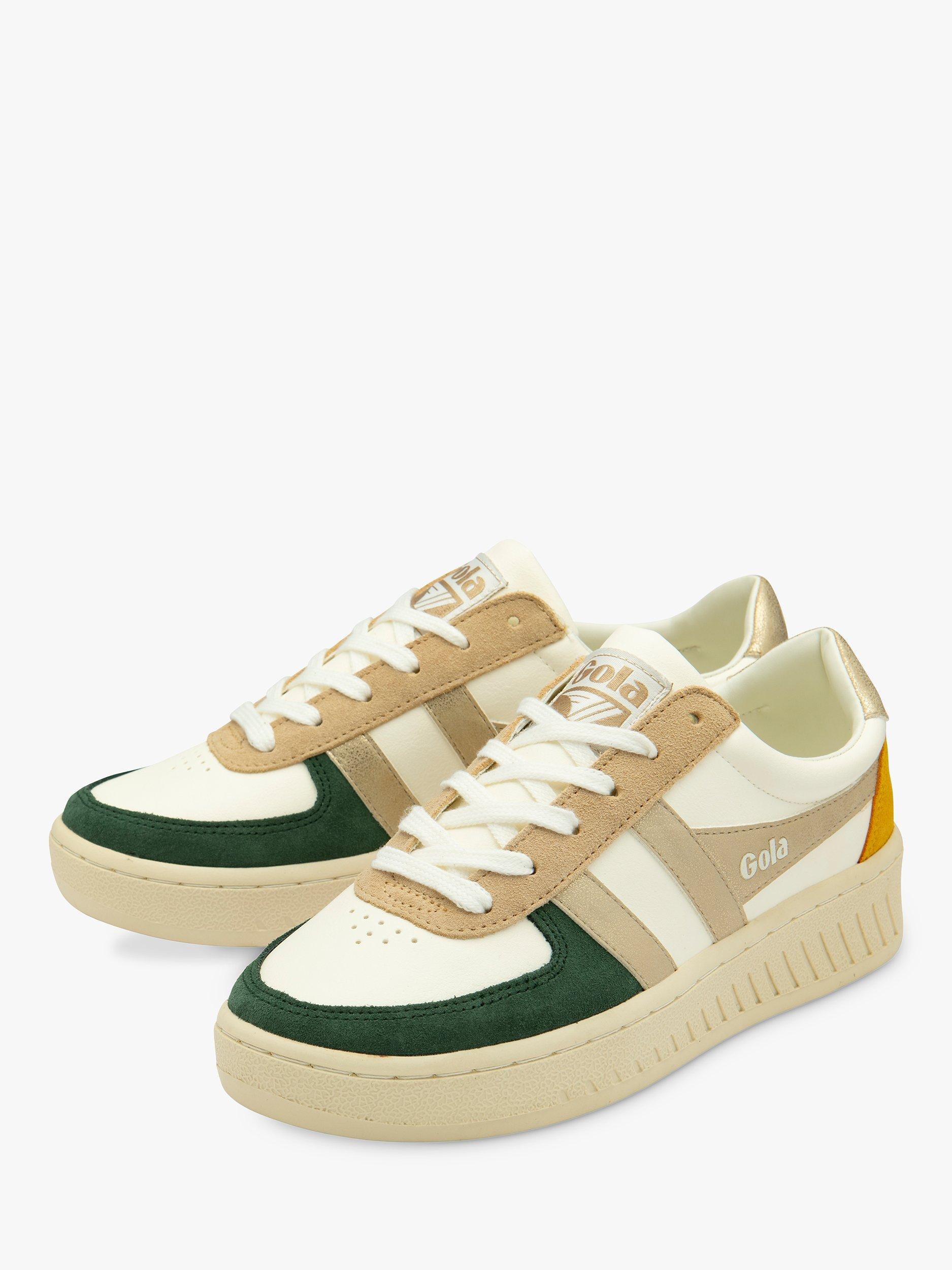 Product image 3 of 5, which shows Gola Classics Grandslam Quadrant Trainers, White/Evergreengold/Sun, 9