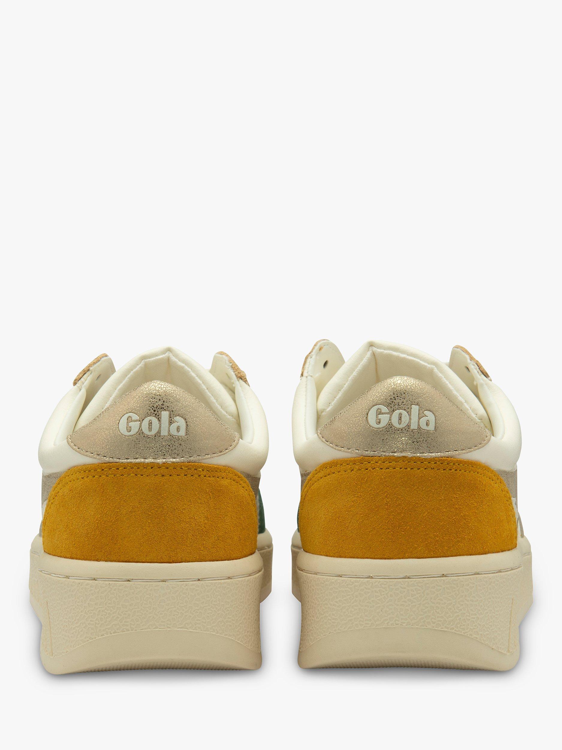 Product image 4 of 5, which shows Gola Classics Grandslam Quadrant Trainers, White/Evergreengold/Sun, 9