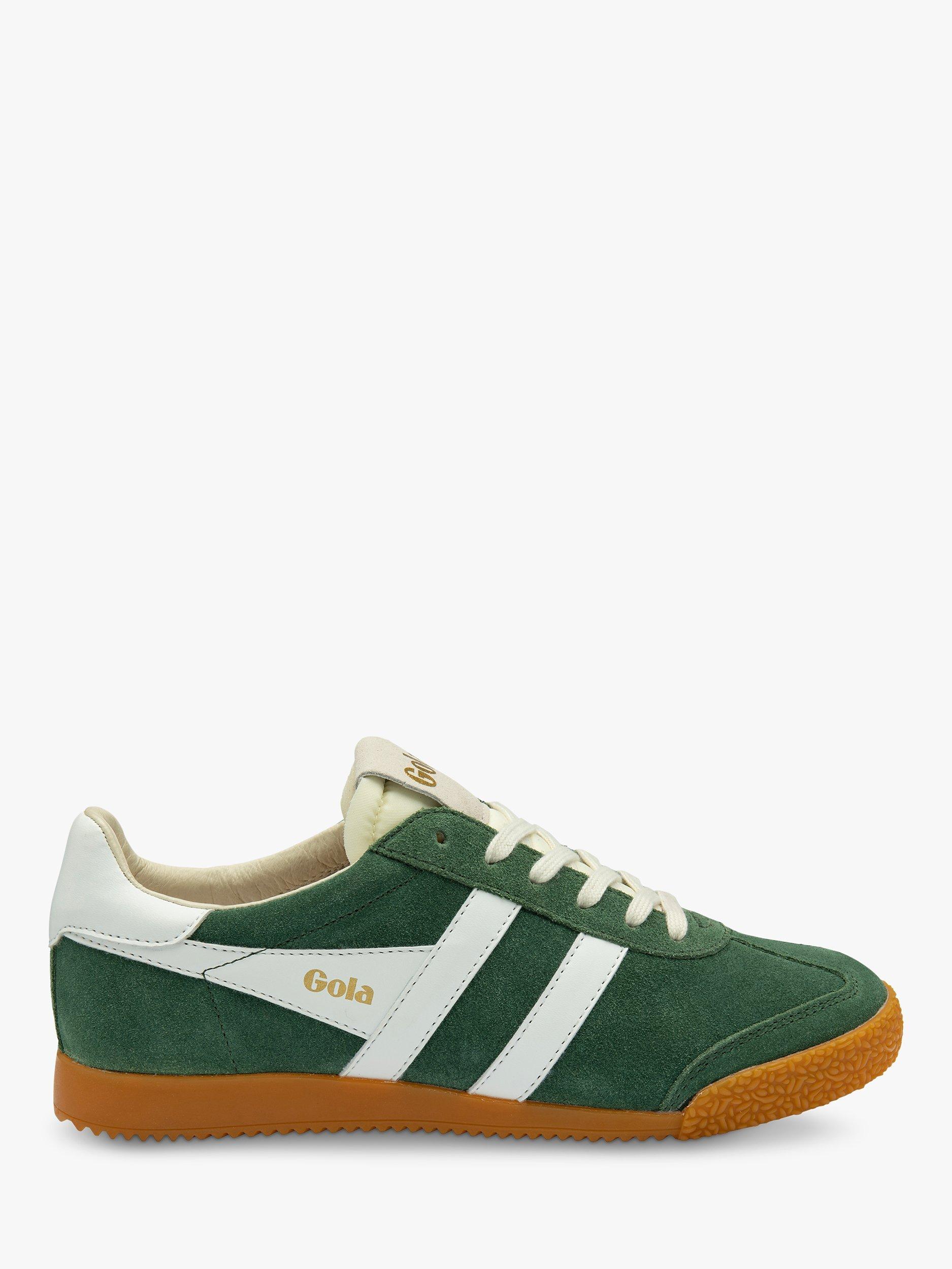 Gola Classics Elan Suede Lace Up Trainers, Evergreen/White