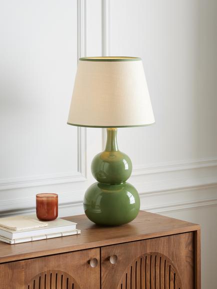 John Lewis Raffia Taped Lampshade - view 2, Myrtle Green