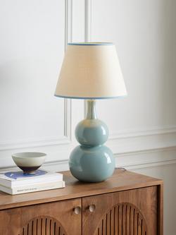 John Lewis Raffia Taped Lampshade - view 2, Haze Blue