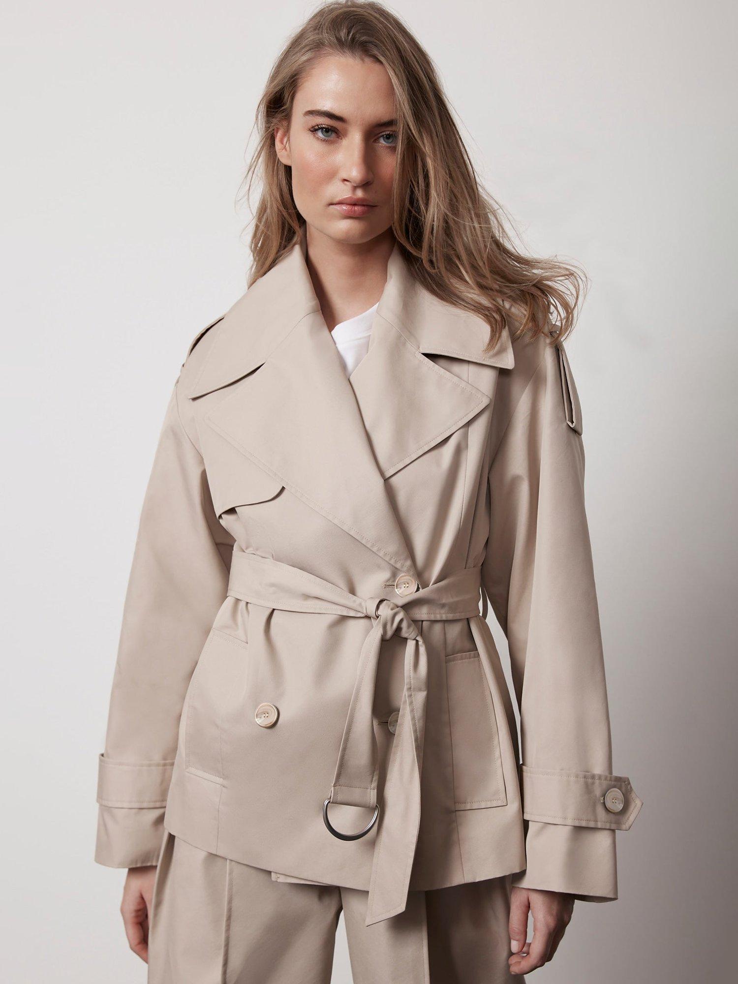 Mint Velvet Short Trench Jacket Natural