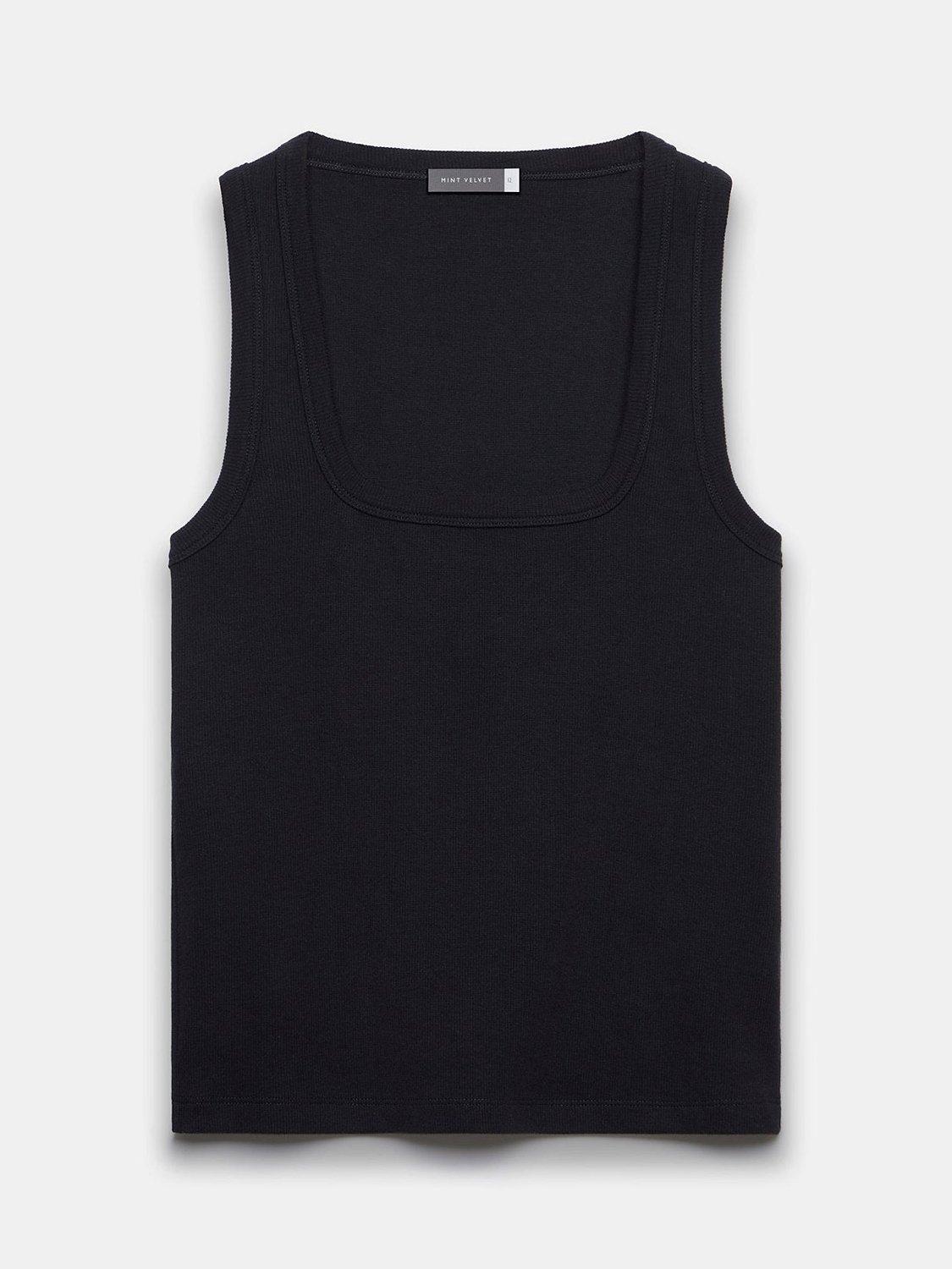 Product image 4 of 6, which shows Mint Velvet Scoop Square Neck Vest Top, Black, XS