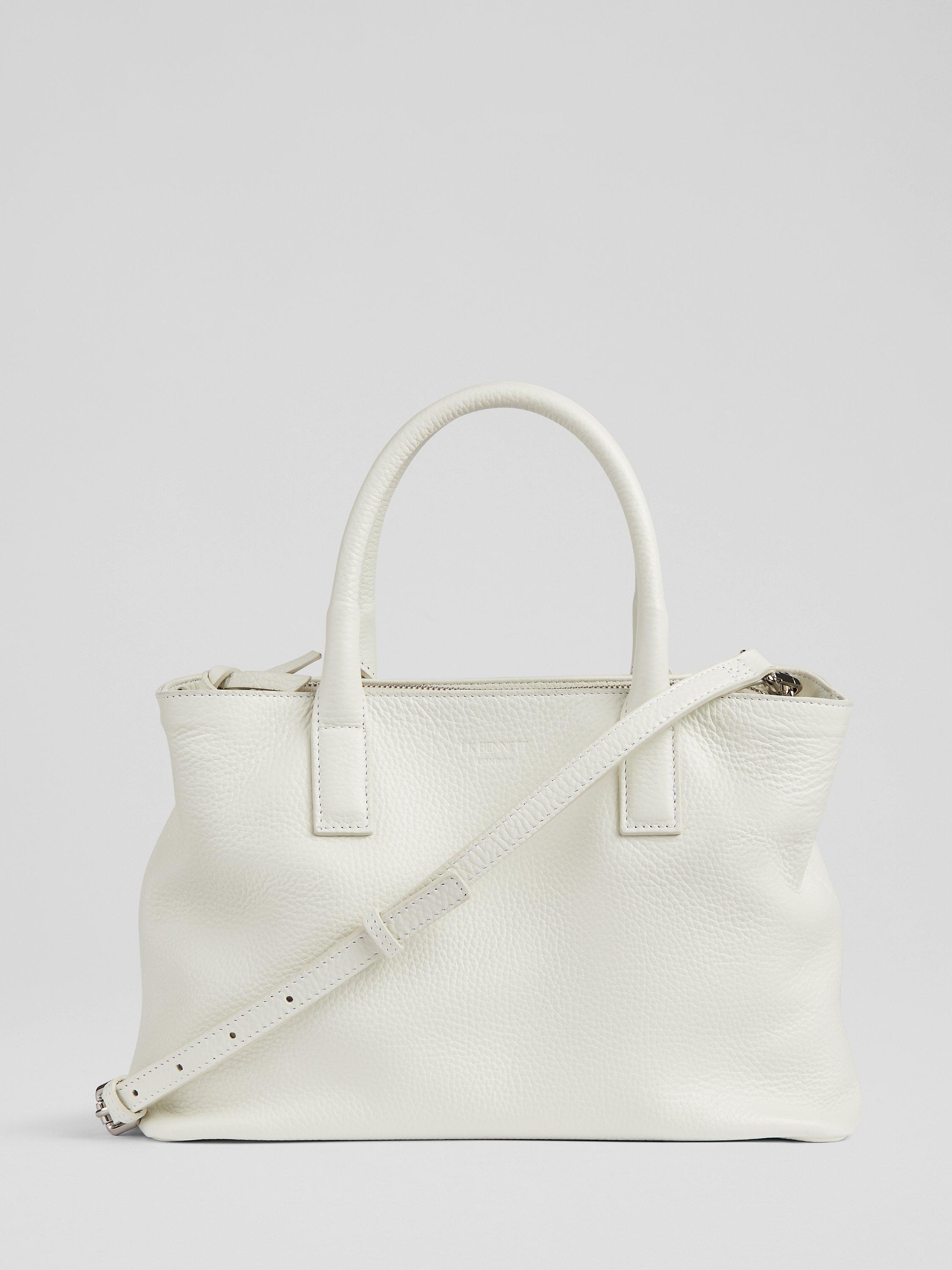 L.K.Bennett Lilita Leather Grainy Tote Bag, White, One Size