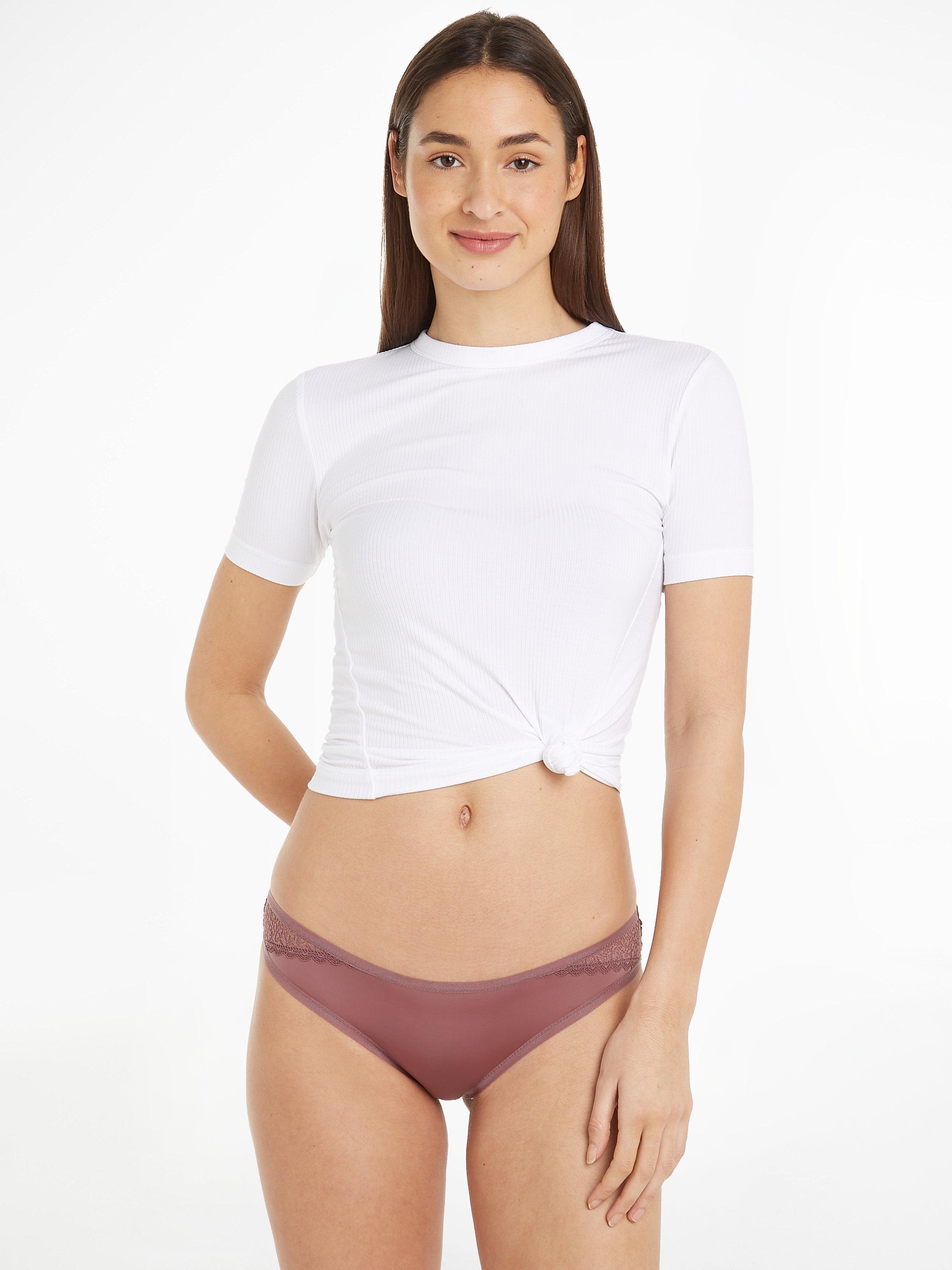 Calvin Klein Lace Side Bikini Knickers, Capri Rose