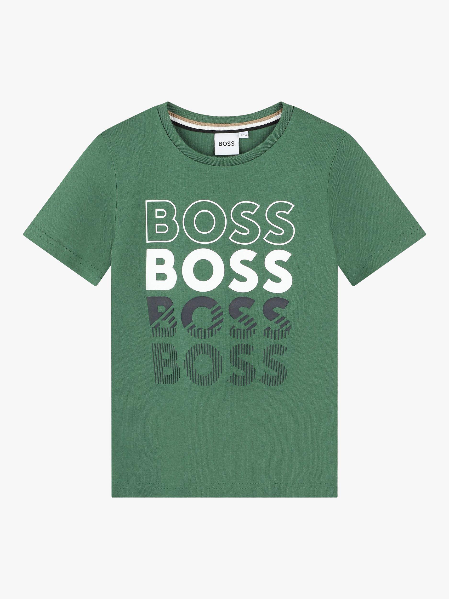 HUGO BOSS Kids' Cotton Logo T-Shirt, Green