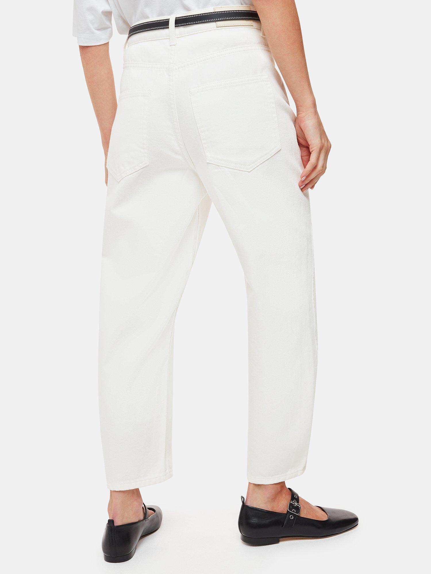 Product image 2 of 5, which shows Whistles Petite Authentic Barrel Leg Jeans, White, 26