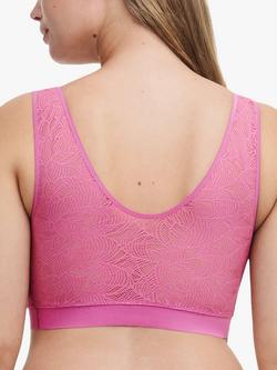 Chantelle Soft Stretch V-Neck Lace Padded Cropped Bra - view 2, Rosebud