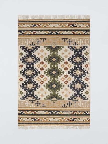 John Lewis Fusion Souk Flatweave Wool Rich Rug, Green/Multi, Green/Multi