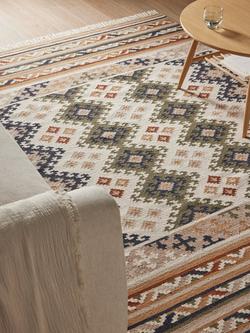 John Lewis Fusion Souk Flatwoven Rug, Green/Multi - view 2, Green/Multi