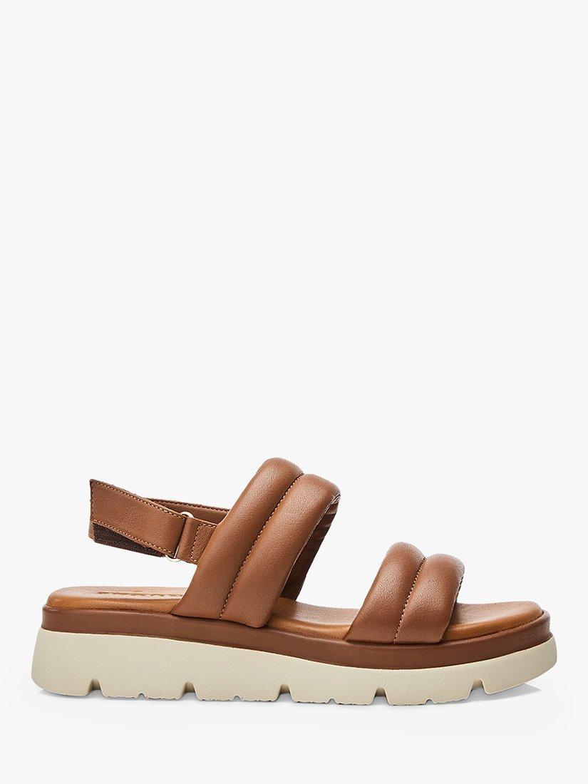 Moda in Pelle Squash Leather Sandals, Tan