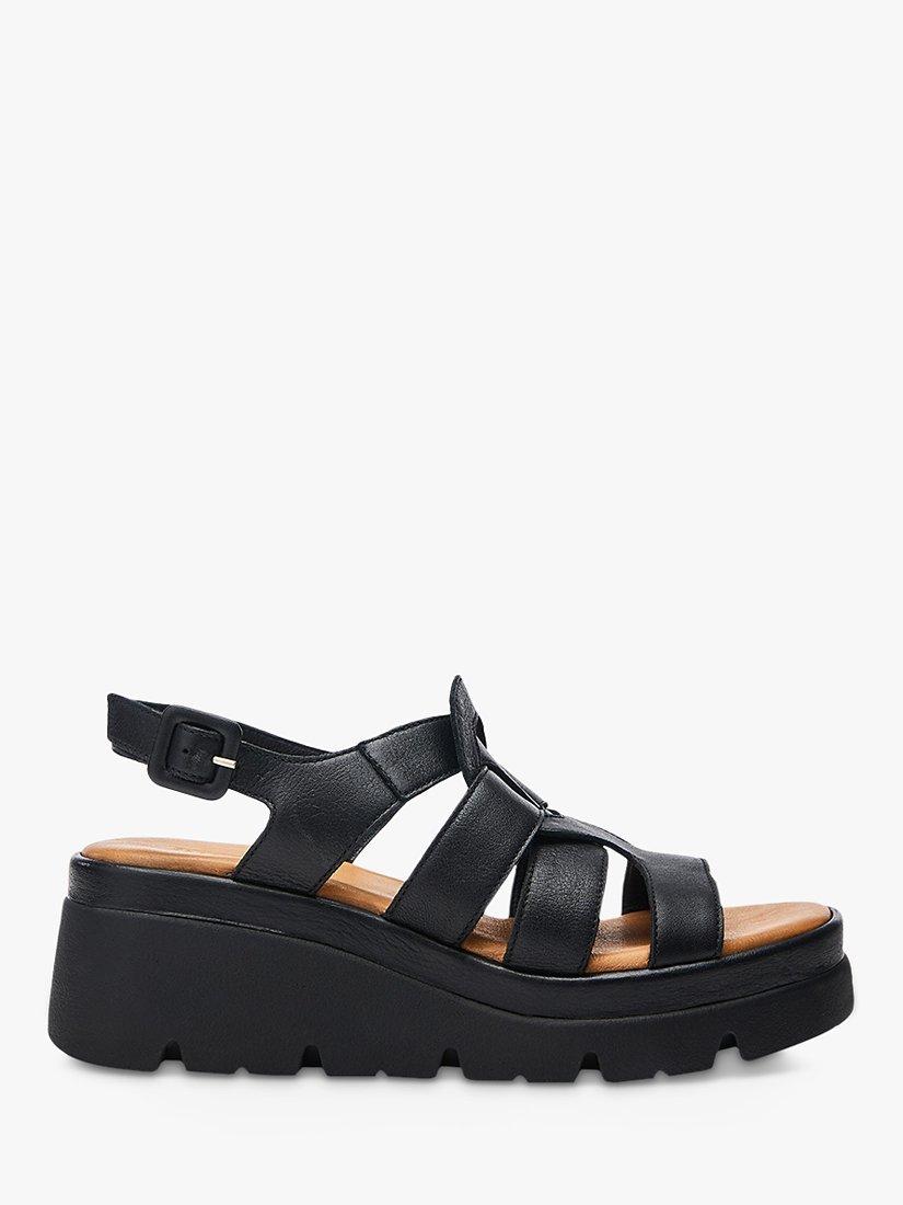 Moda in Pelle Strake Leather Sandals, Black