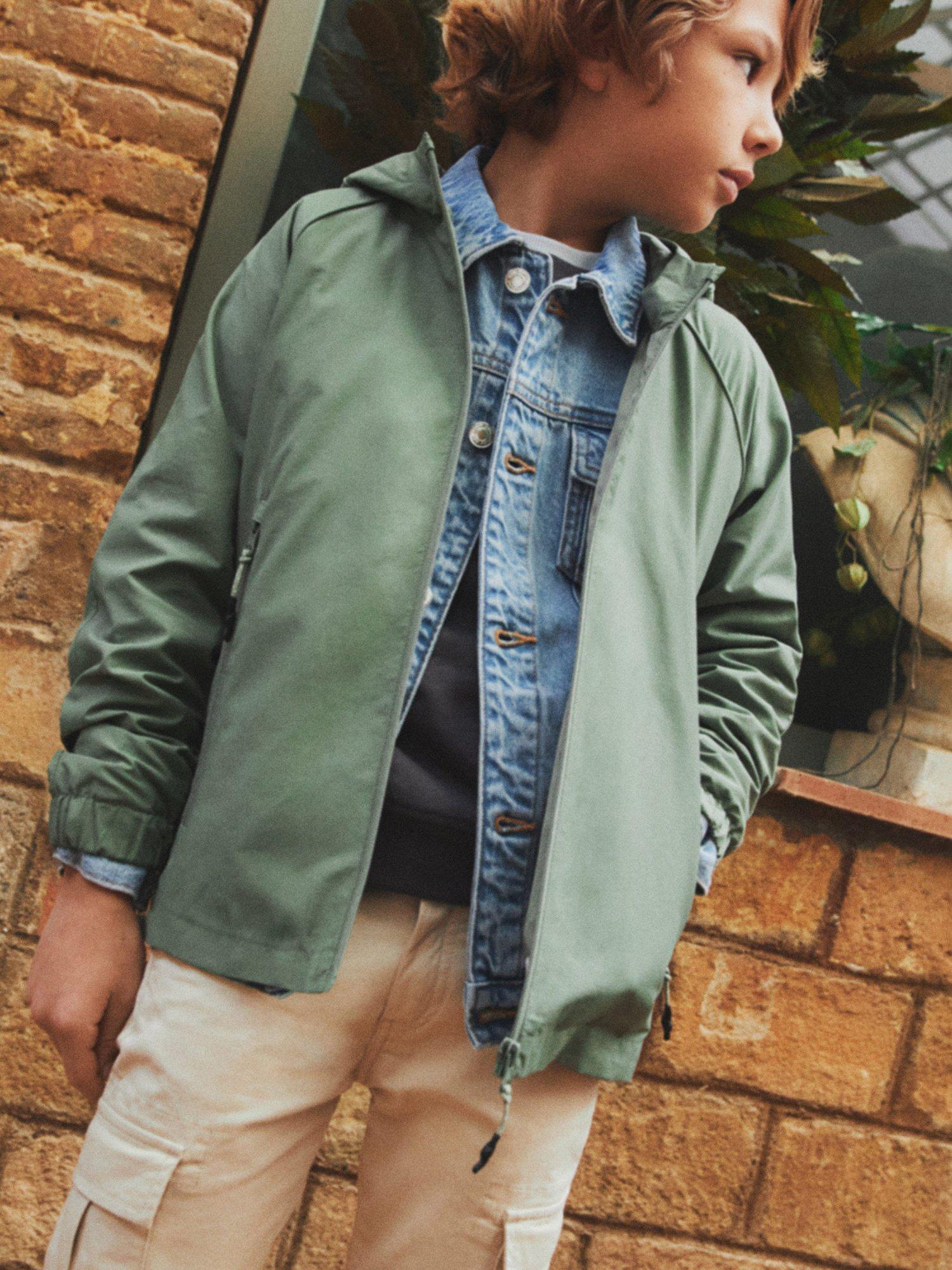 Mango Kids' Ciro Hooded Jacket, Green