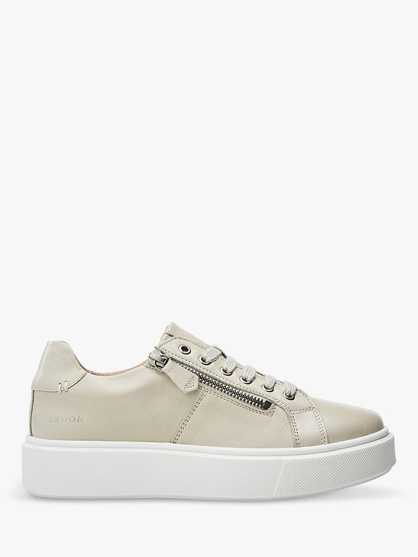 Moda in Pelle Idria Leather Chunky Trainers, Ice, 5
