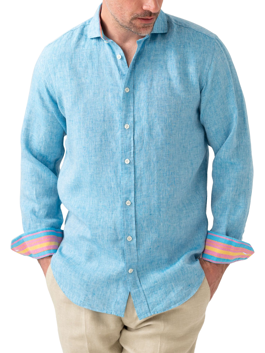 Product image 1 of 7, which shows KOY Nyota Linen Shirt, Turquoise, S