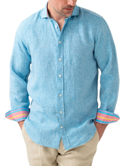 KOY Nyota Linen Shirt, Turquoise, Turquoise