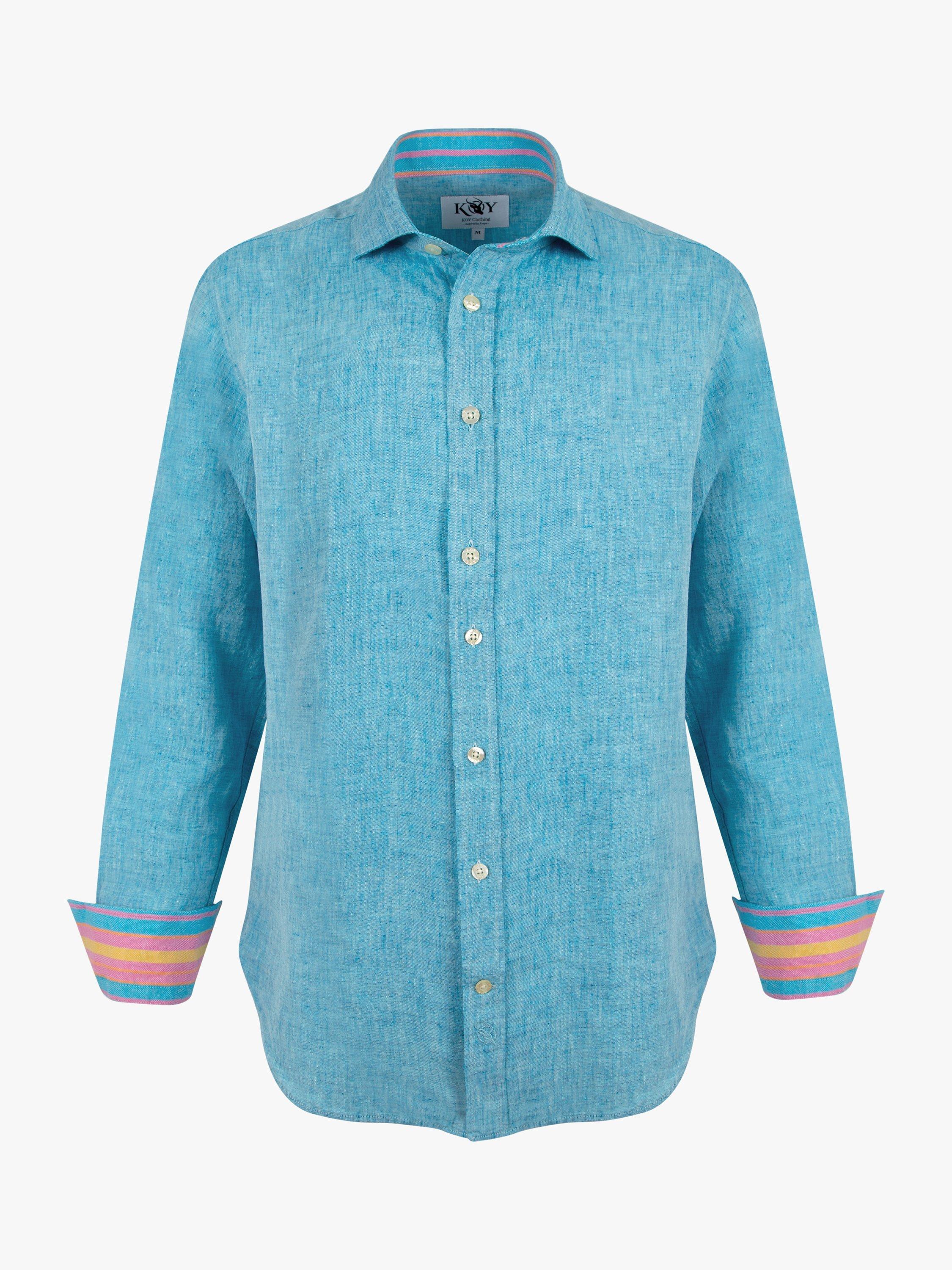 Product image 4 of 7, which shows KOY Nyota Linen Shirt, Turquoise, S
