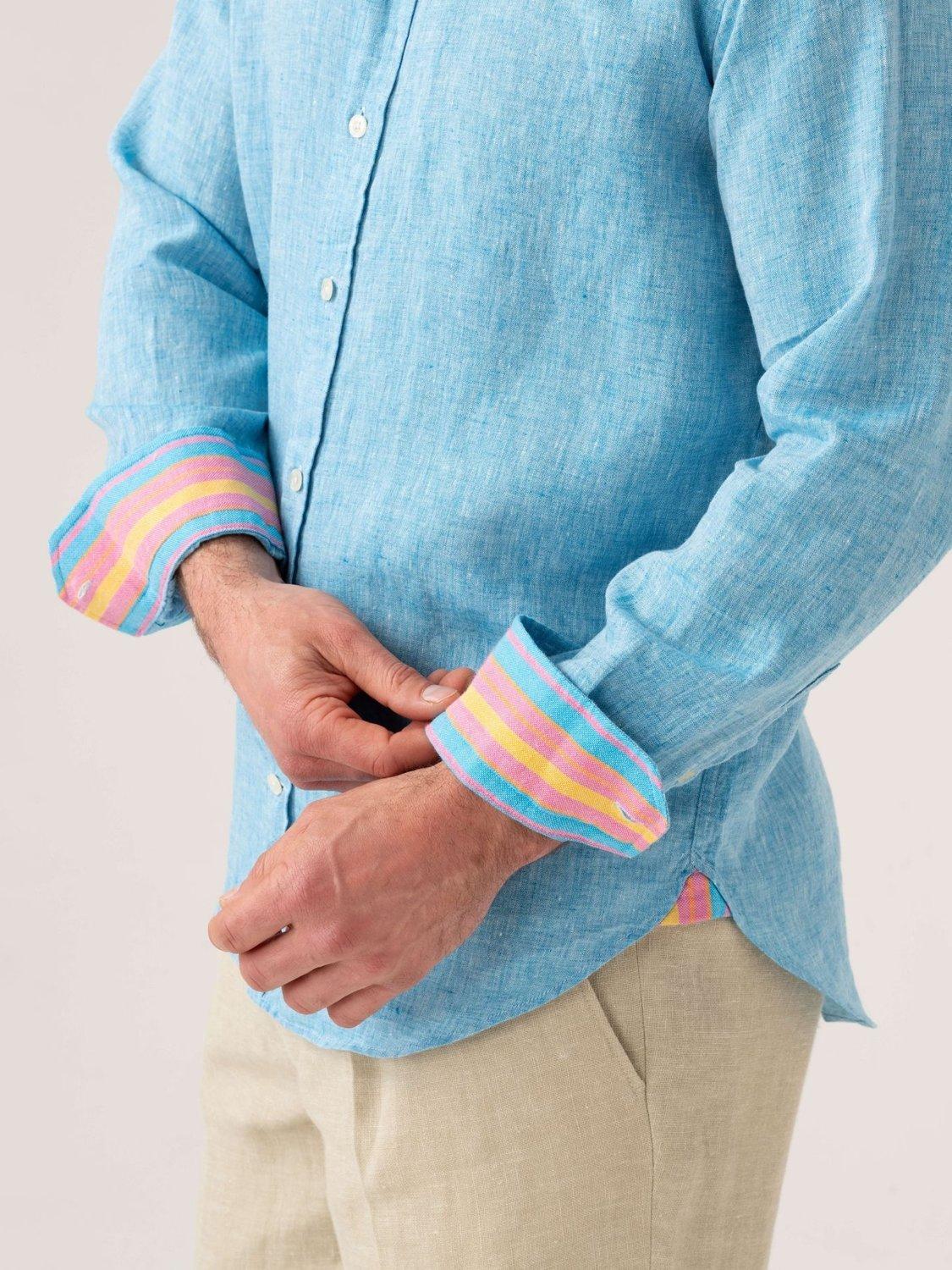 Product image 7 of 7, which shows KOY Nyota Linen Shirt, Turquoise, S