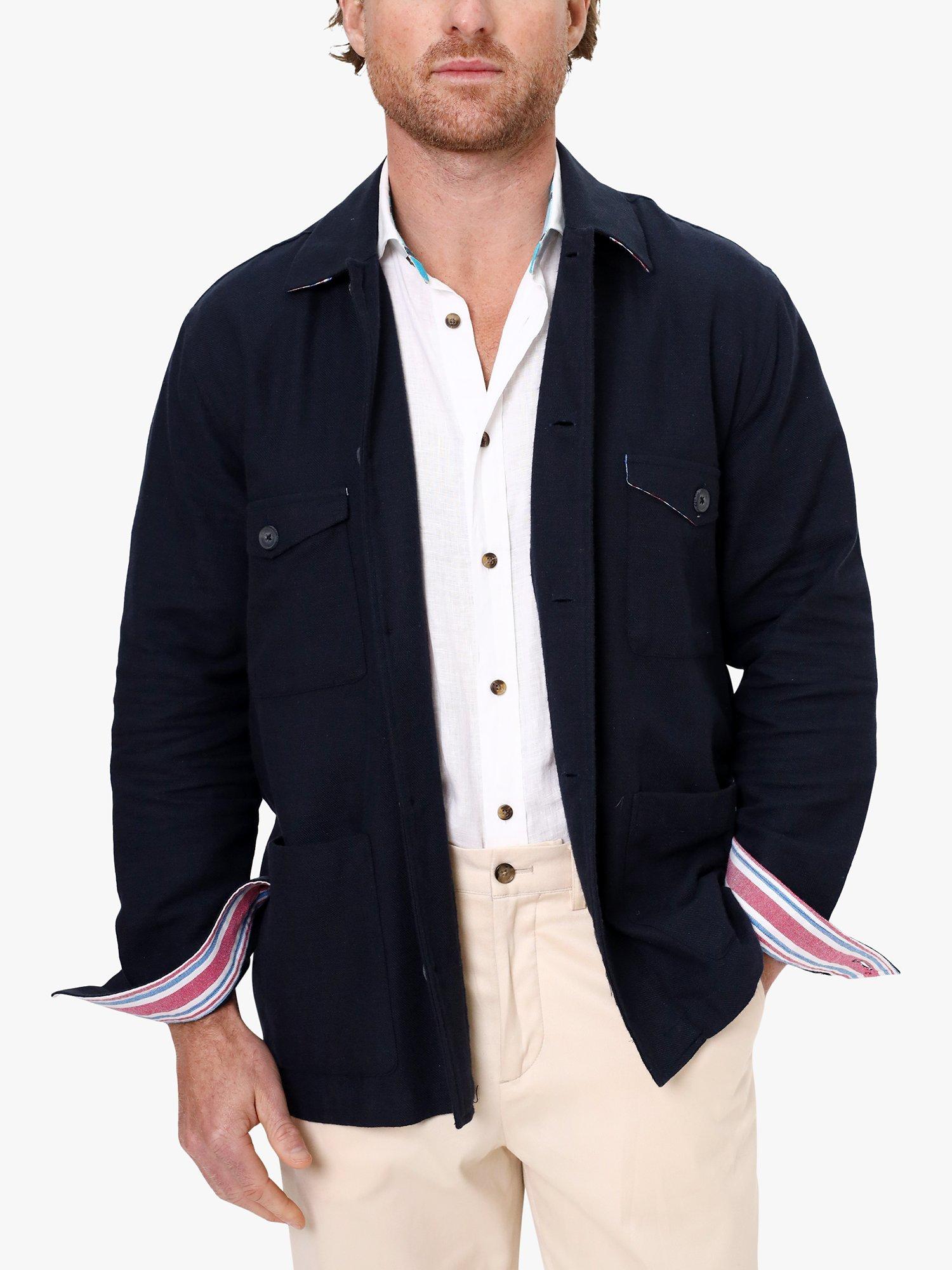 Product image 1 of 6, which shows KOY Cotton Shirt Jacket, Navy, XS