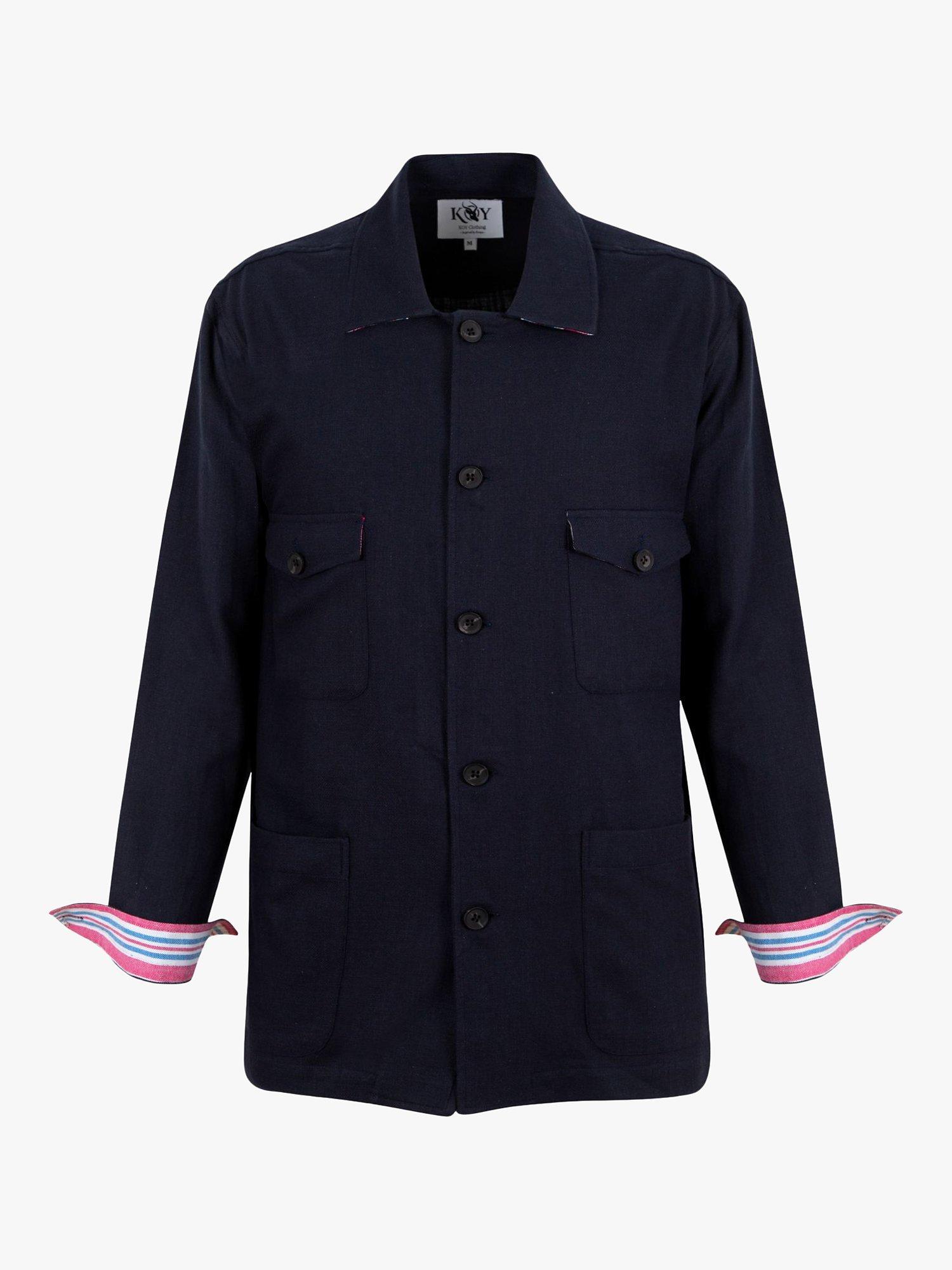 Product image 4 of 6, which shows KOY Cotton Shirt Jacket, Navy, XS