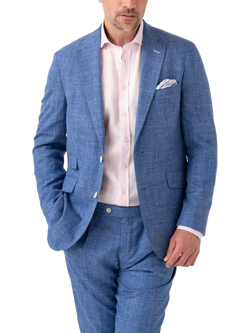 KOY Linen Blend Suit Jacket, Mid Blue, Mid Blue