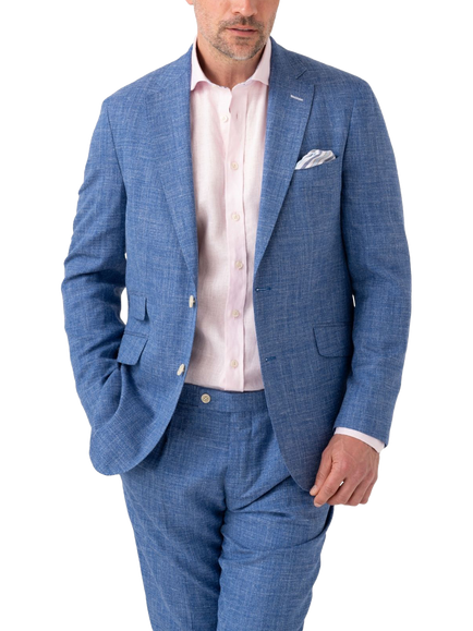 KOY Linen Blend Suit Jacket, Mid Blue, Mid Blue