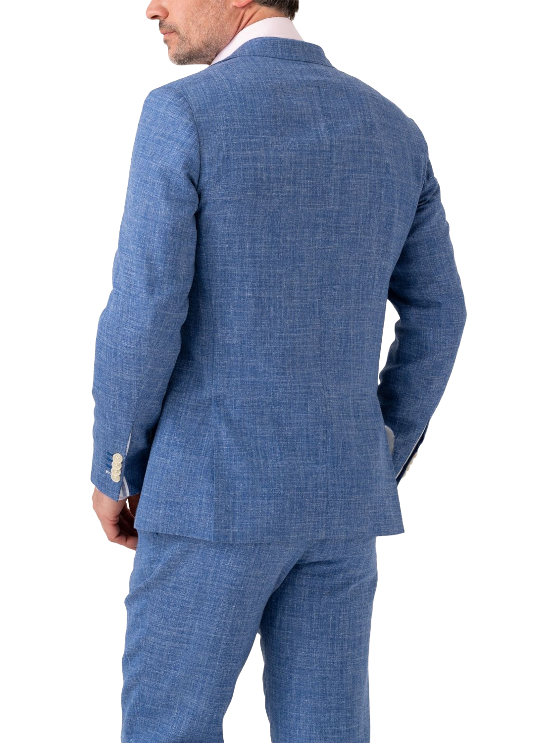 Product image 2 of 8, which shows KOY Linen Blend Suit Jacket, Mid Blue, 48R