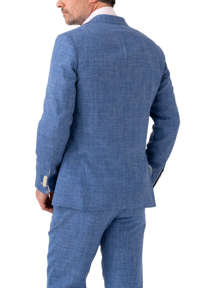 KOY Linen Blend Suit Jacket, Mid Blue - view 2, Mid Blue