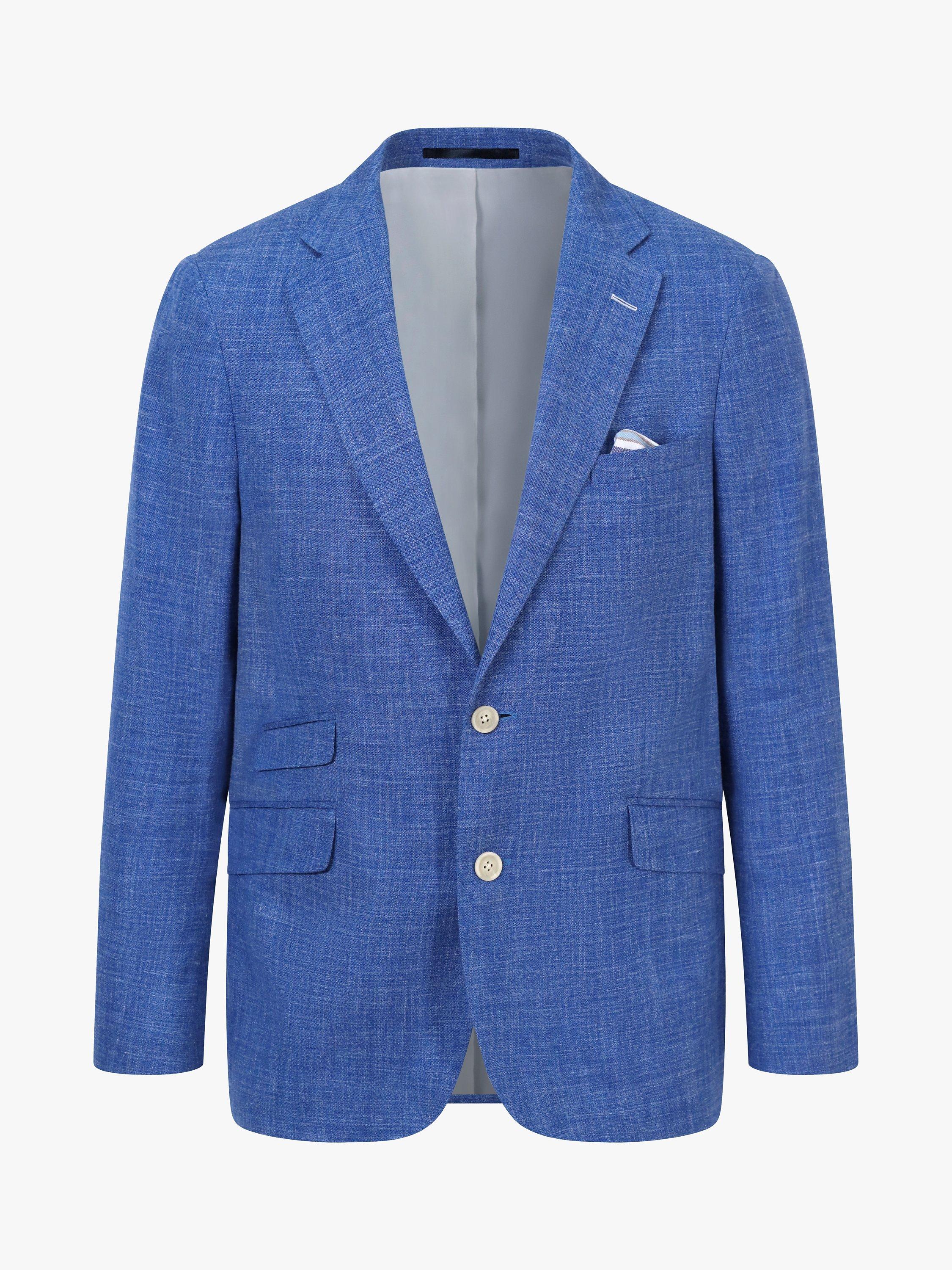 KOY Linen Blend Suit Jacket, Mid Blue, 48R