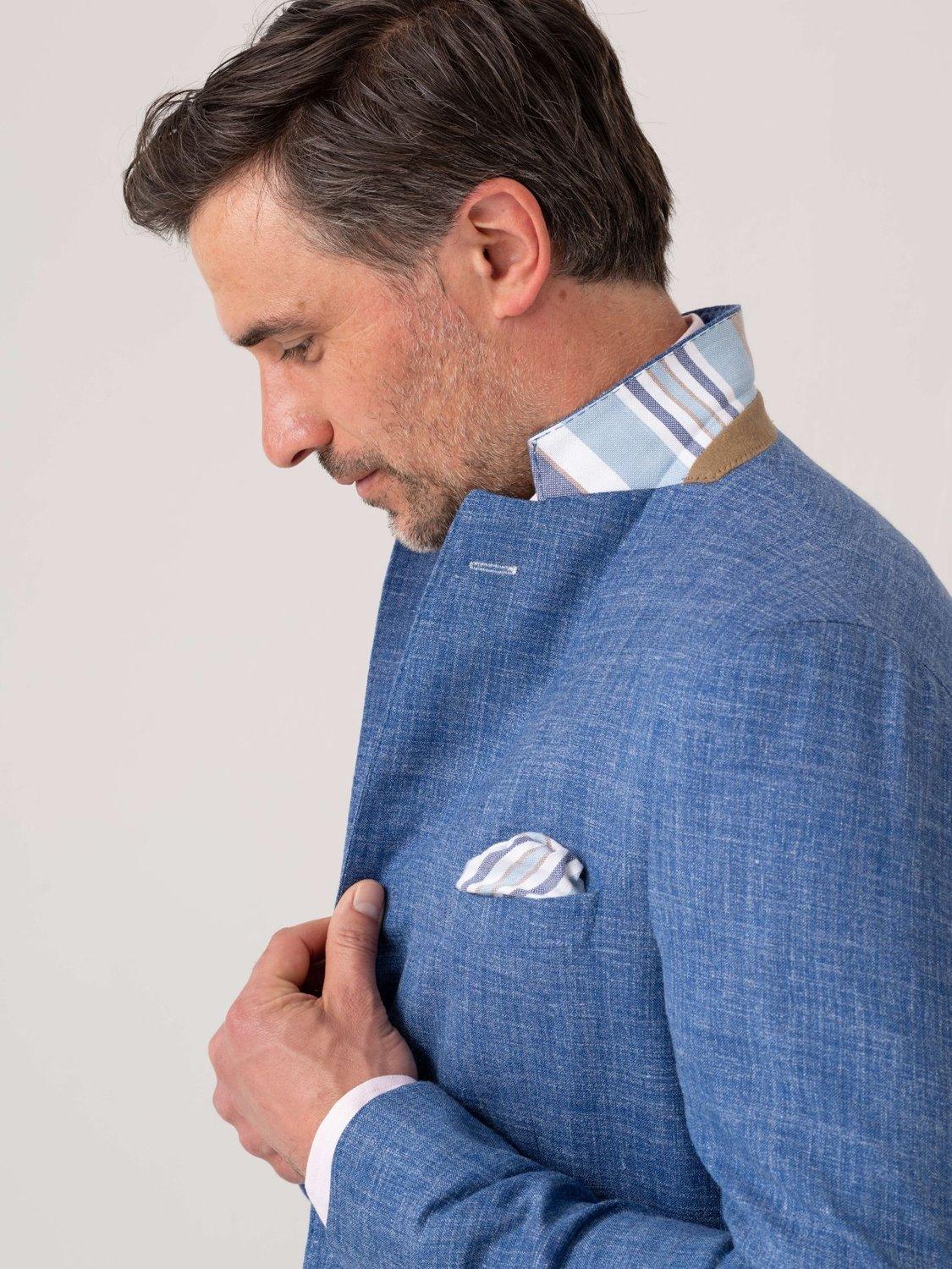 Product image 8 of 8, which shows KOY Linen Blend Suit Jacket, Mid Blue, 48R