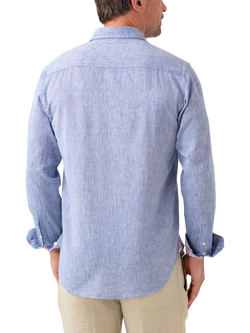 KOY Linen Blend Shirt - view 2, Mid Blue