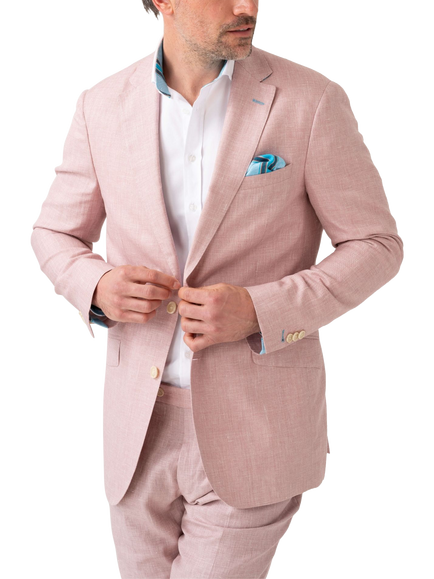 KOY Linen Blend Blazer, Light Pink, Light Pink