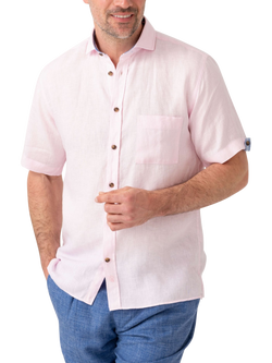 KOY Short Sleeve Linen Shirt, Light Pink