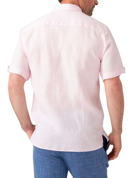 KOY Short Sleeve Linen Shirt - view 2, Light Pink