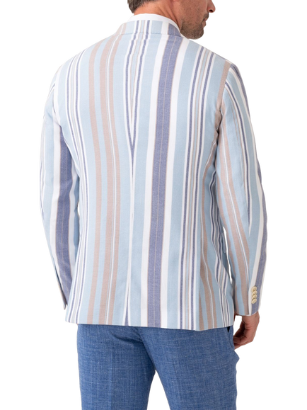KOY Stripe Cotton Blazer, Blue/Beige - view 2, Blue/Beige