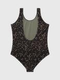 Calvin Klein Kids' CK Animal Print Swimsuit, Leopard Olive