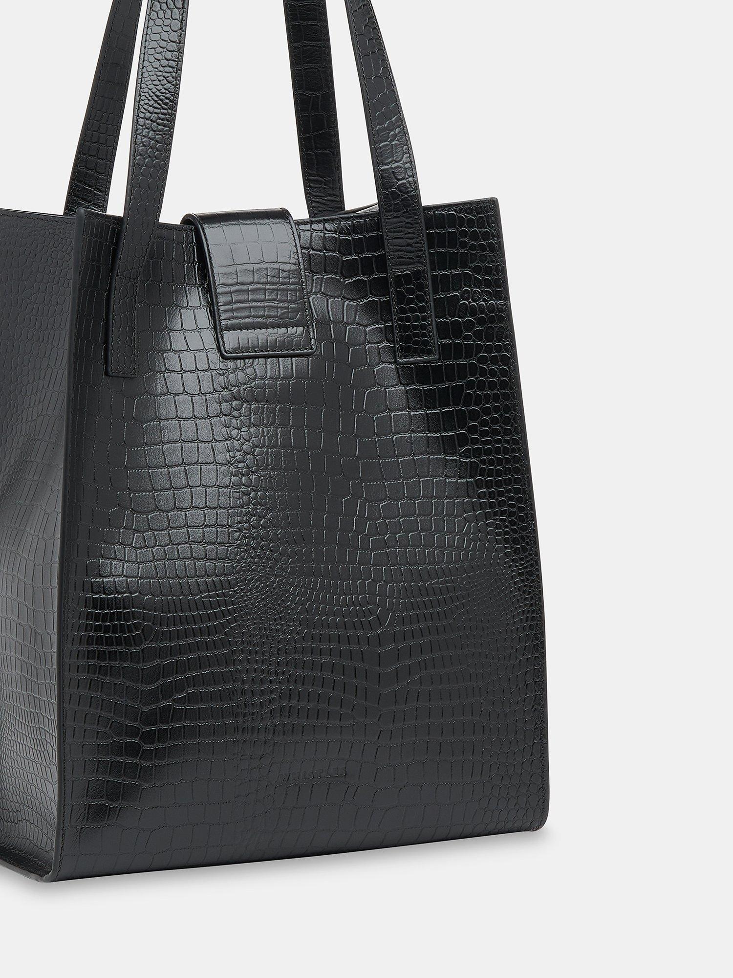 Whistles Inara Croc Effect Turn Lock Bag, Black