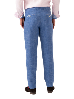 KOY Linen Blend Suit Trousers, Mid Blue - view 2, Mid Blue