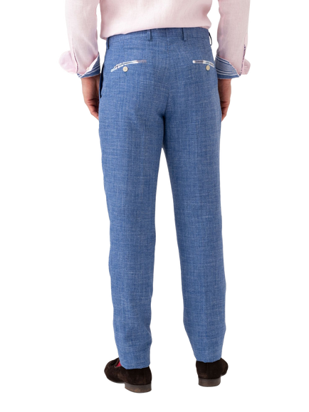 KOY Linen Blend Suit Trousers, Mid Blue - view 2, Mid Blue