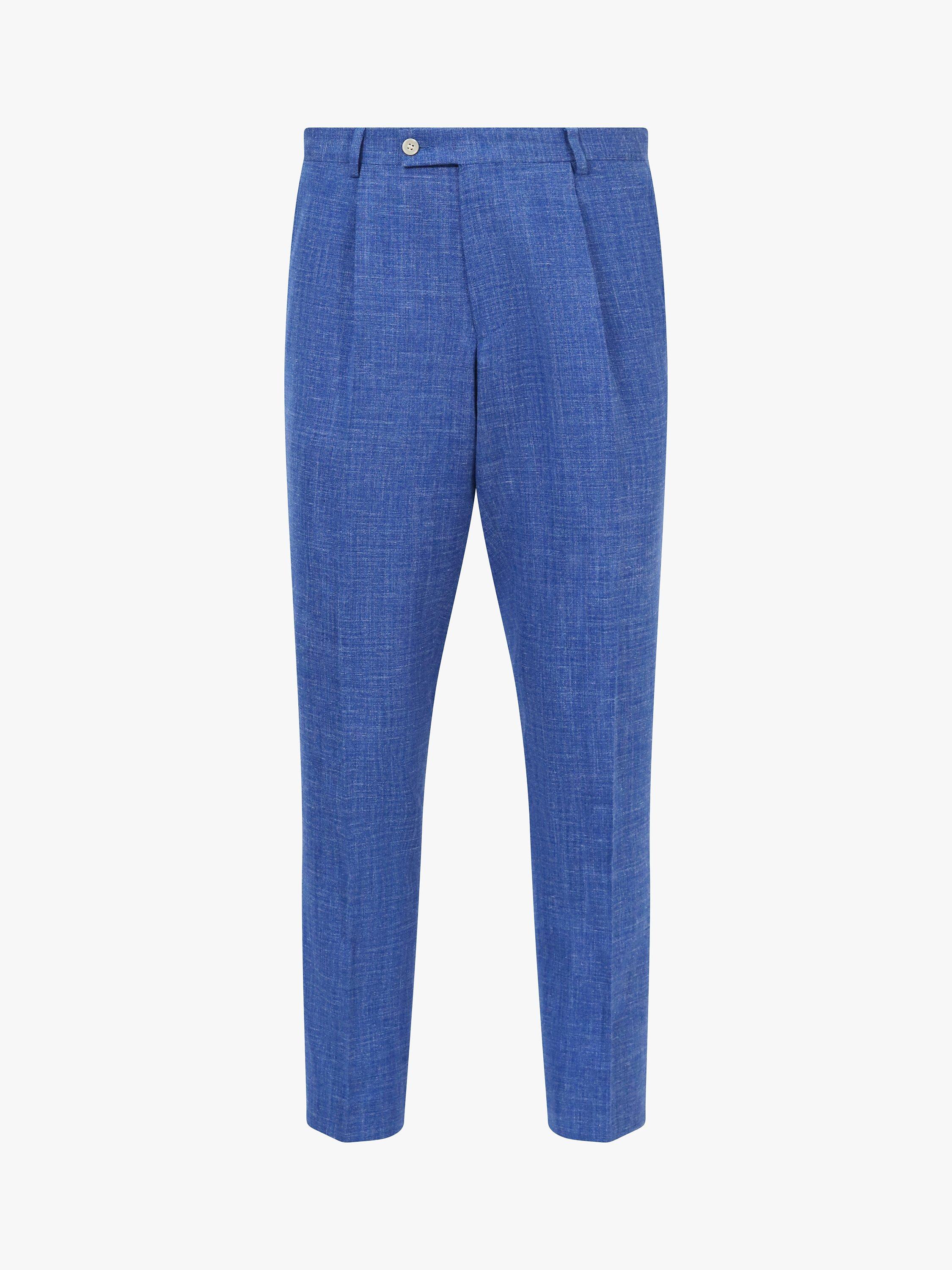 Product image 4 of 7, which shows KOY Linen Blend Suit Trousers, Mid Blue, 30R