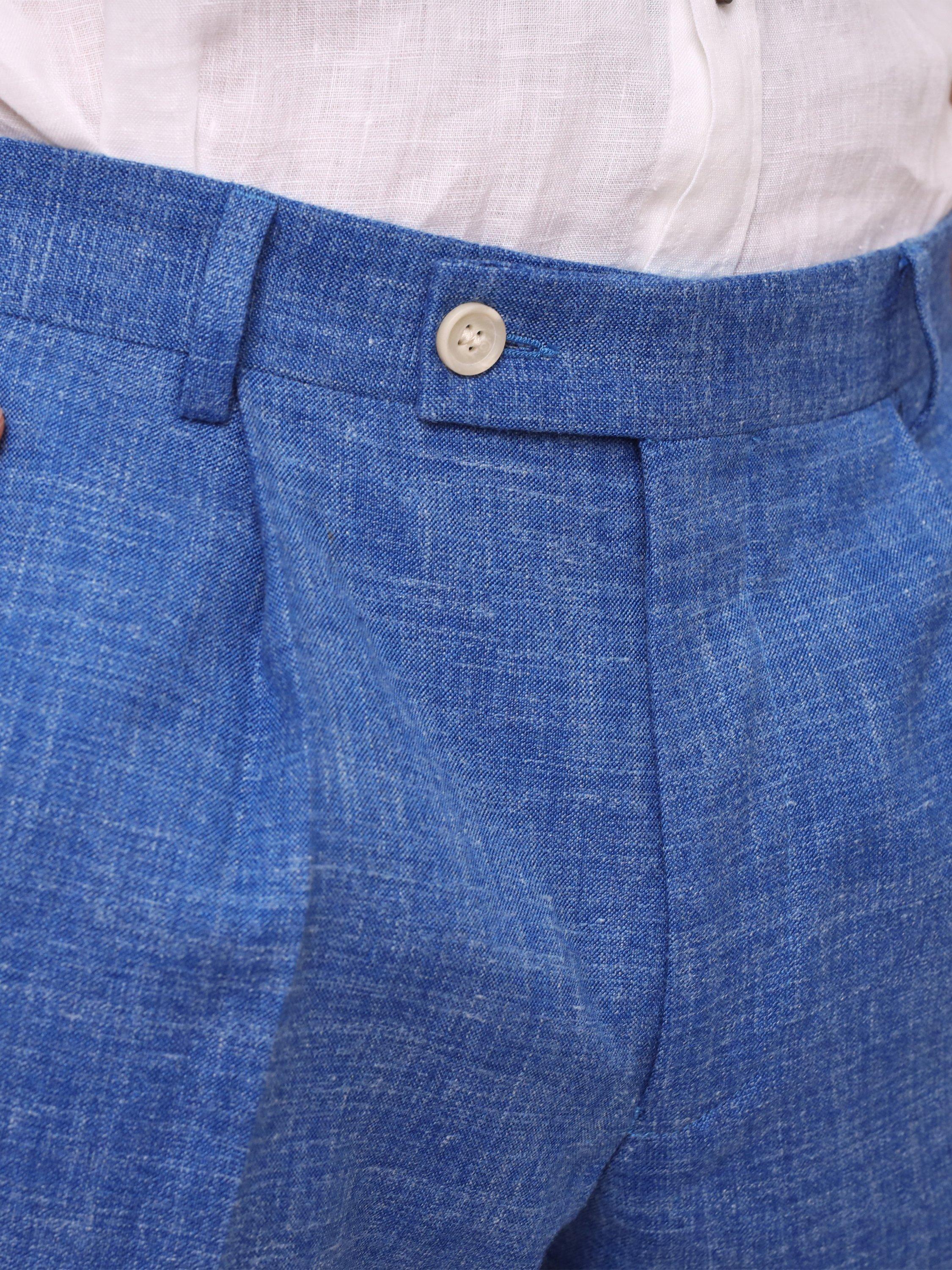 Product image 5 of 7, which shows KOY Linen Blend Suit Trousers, Mid Blue, 30R