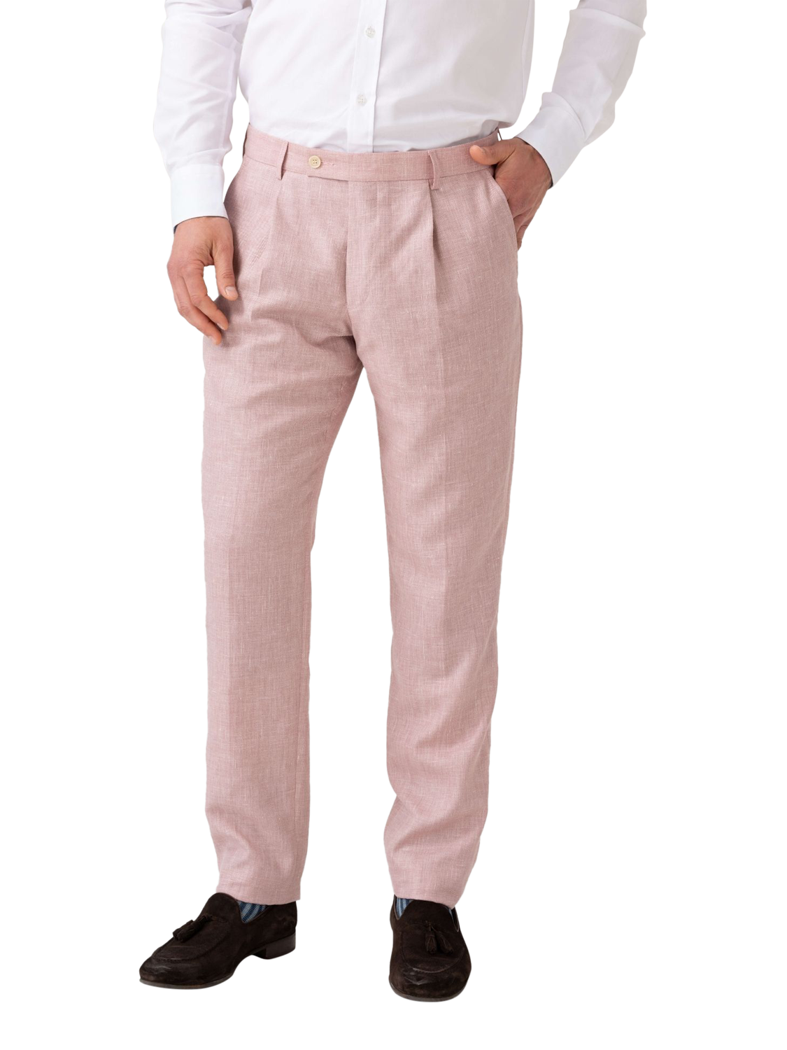 Product image 1 of 7, which shows KOY Linen Blend Suit Trousers, Light Pink, 38R