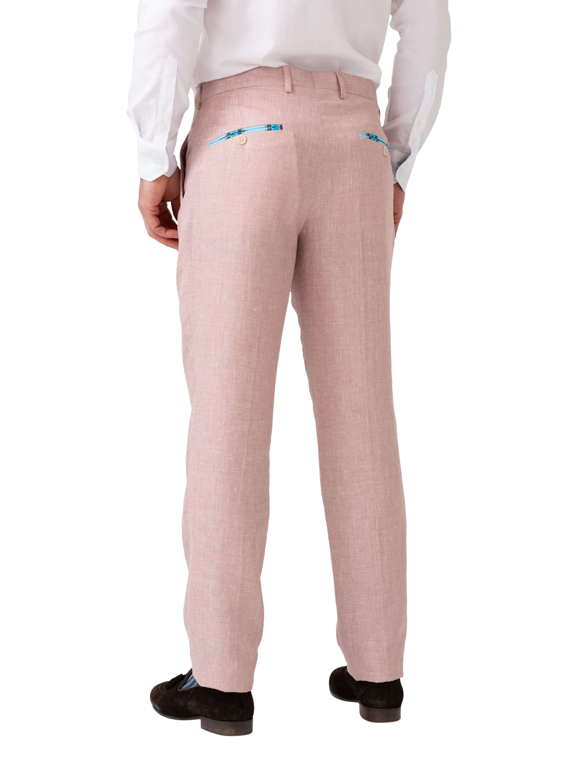 Product image 2 of 7, which shows KOY Linen Blend Suit Trousers, Light Pink, 38R