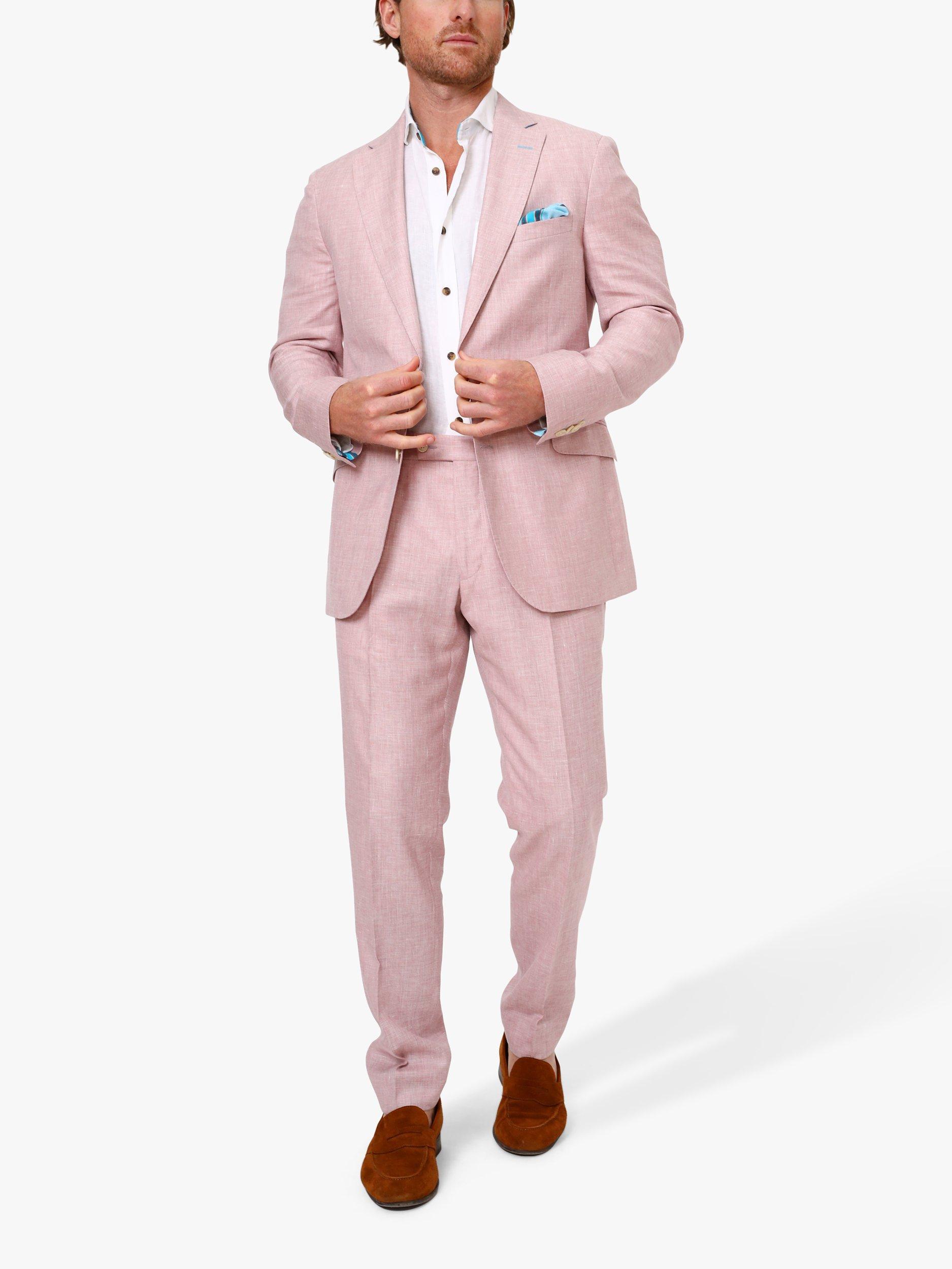 Product image 3 of 7, which shows KOY Linen Blend Suit Trousers, Light Pink, 38R