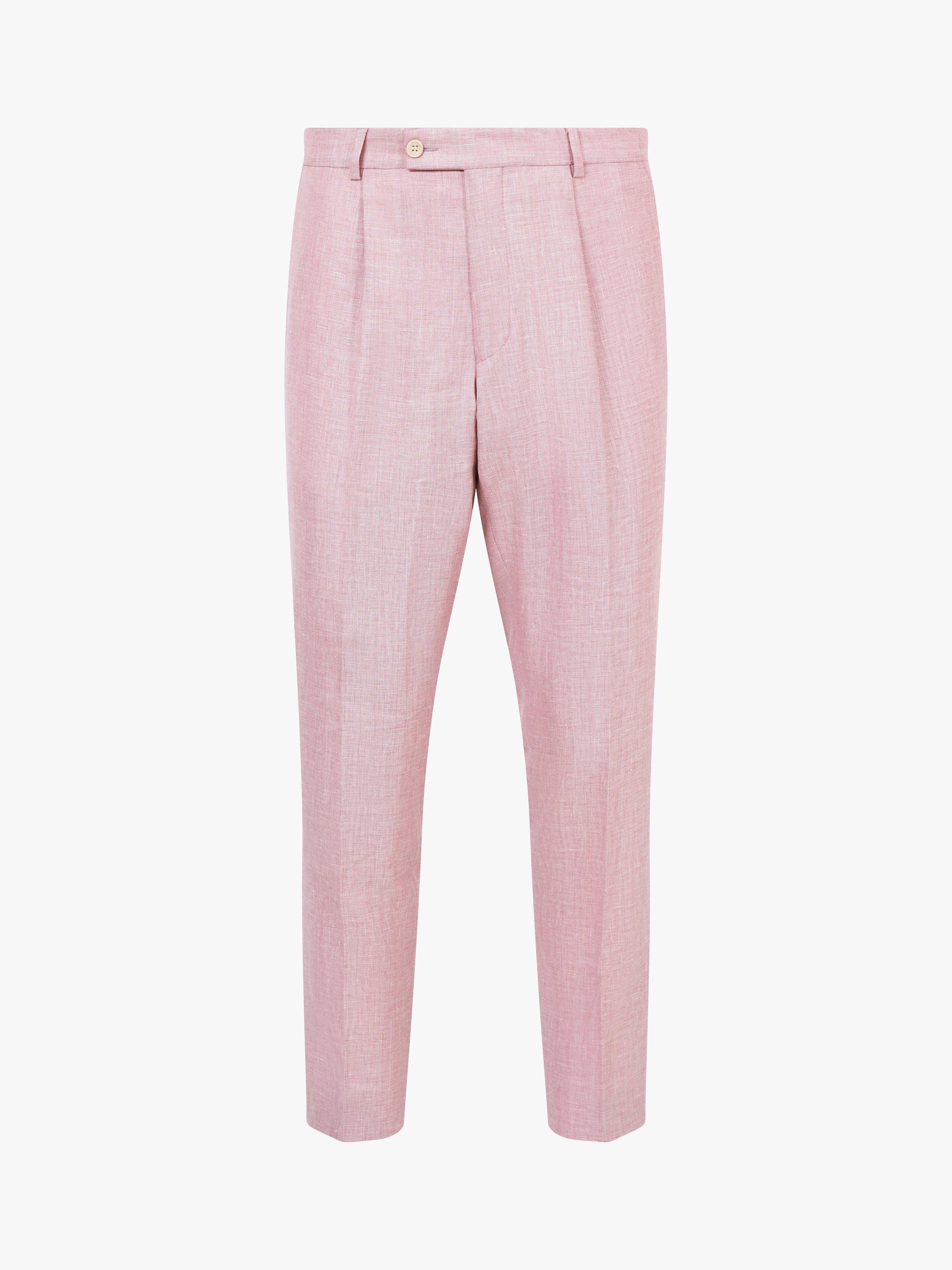 Product image 4 of 7, which shows KOY Linen Blend Suit Trousers, Light Pink, 38R